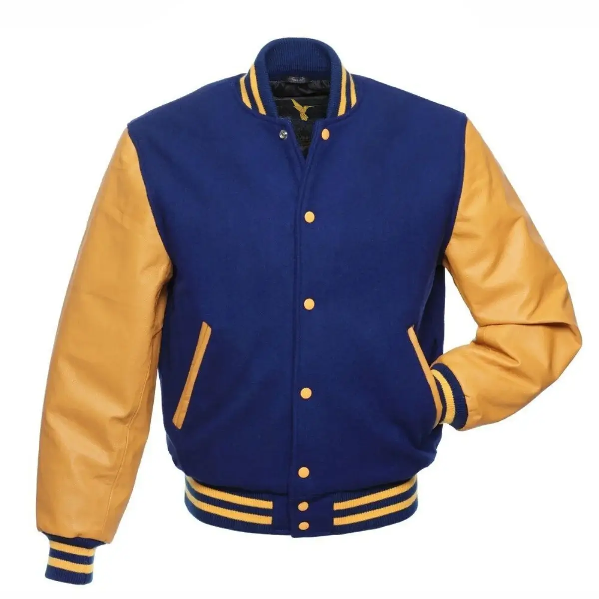 Left Image of Blue Varsity Jacket