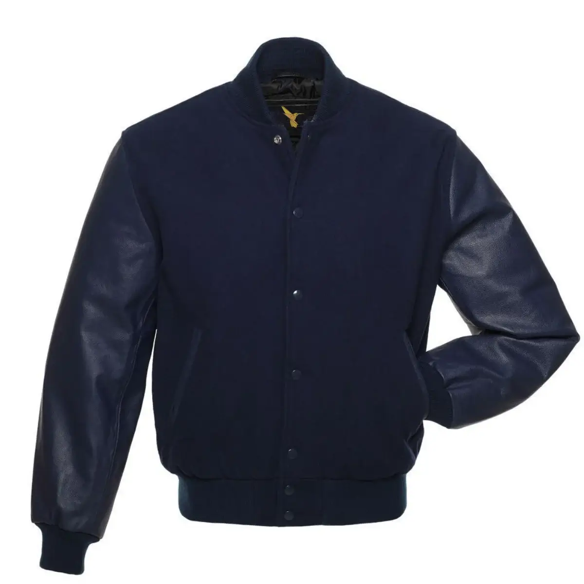 Left Image of Blue Varsity Jacket