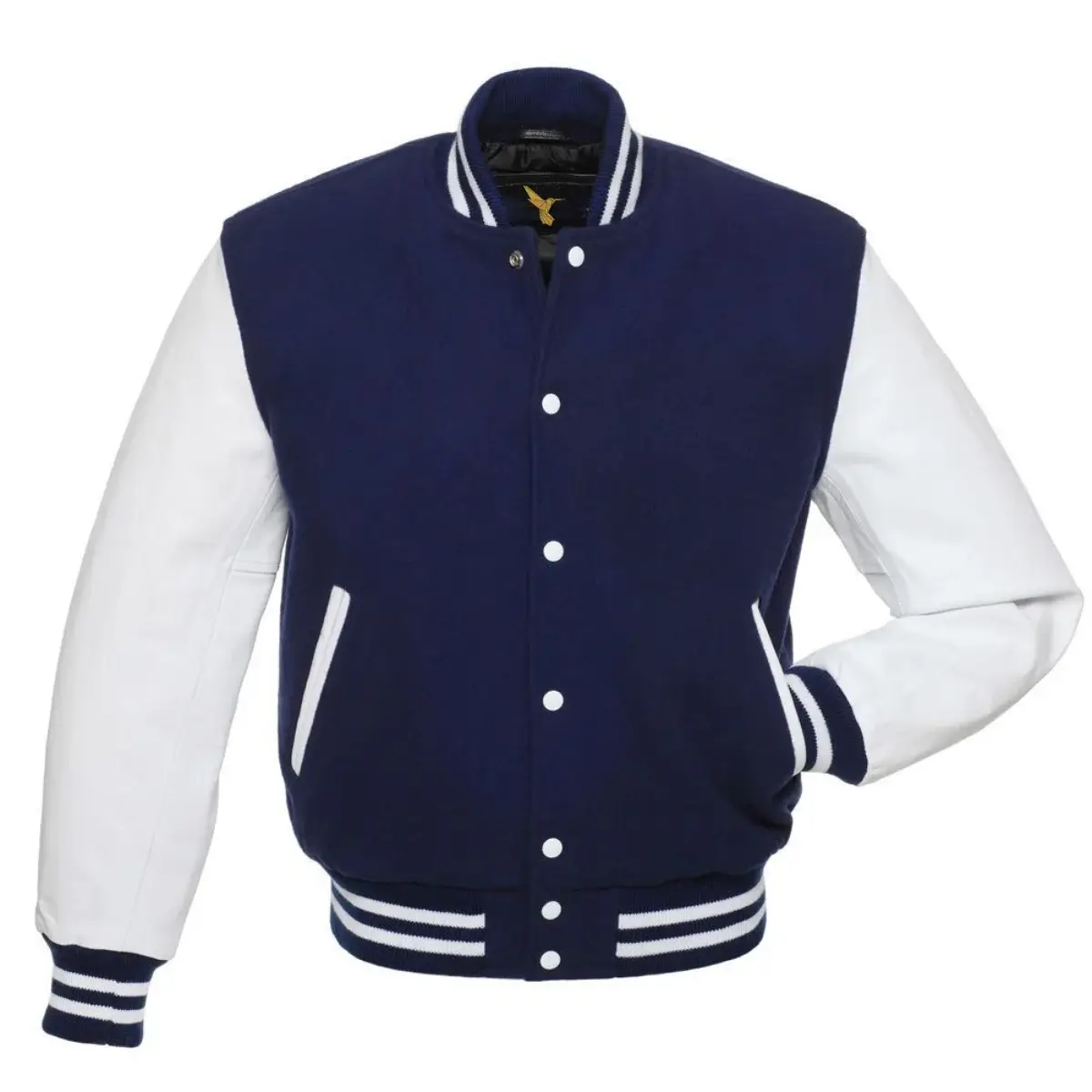 Left Image of Blue Varsity Jacket