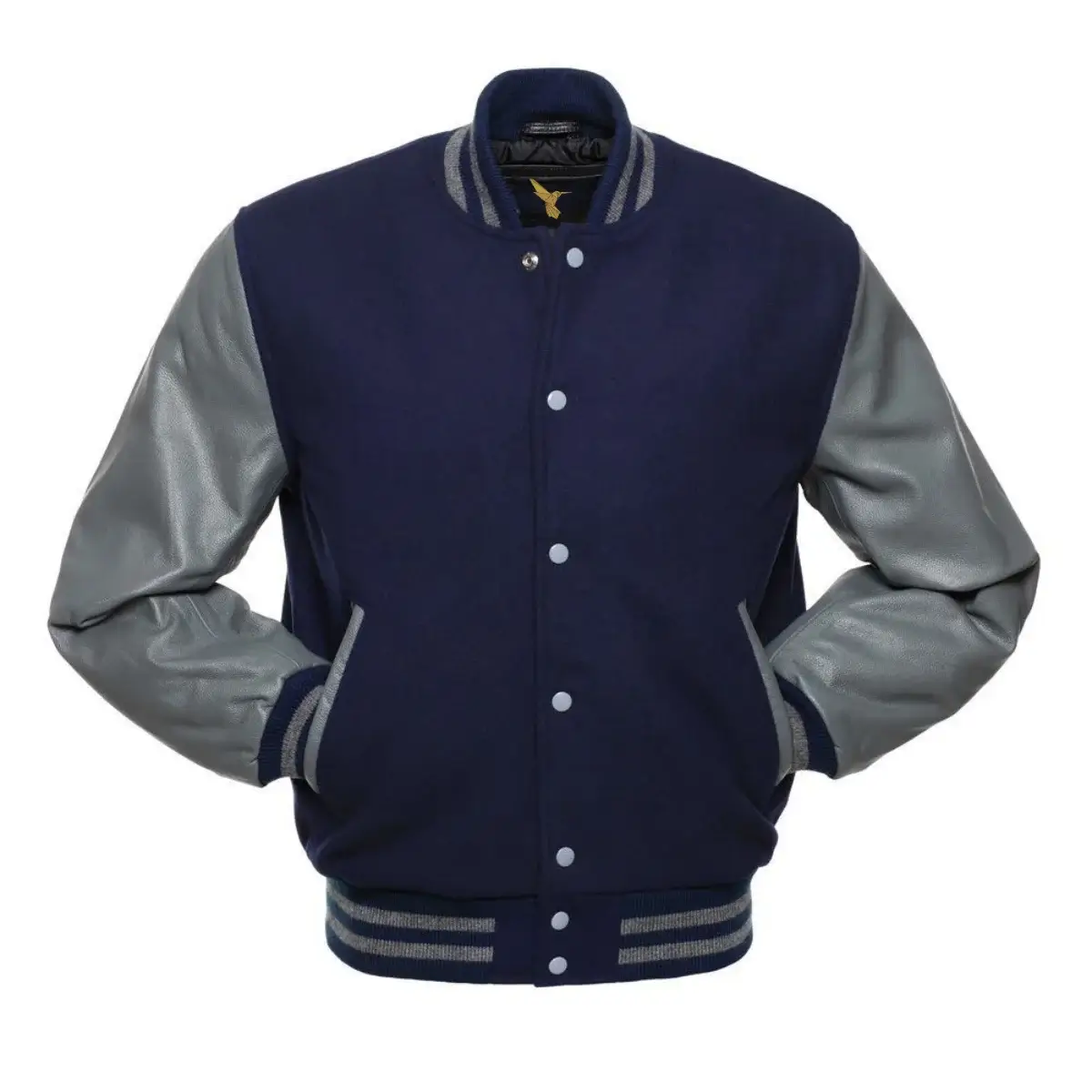 Front Image of Blue Varsity Jacket