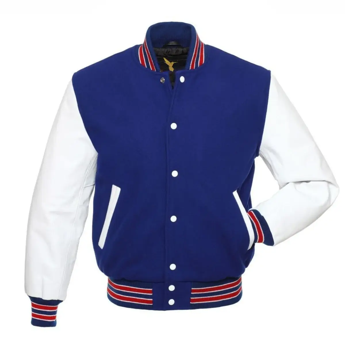 Left Image of Blue Varsity Jacket