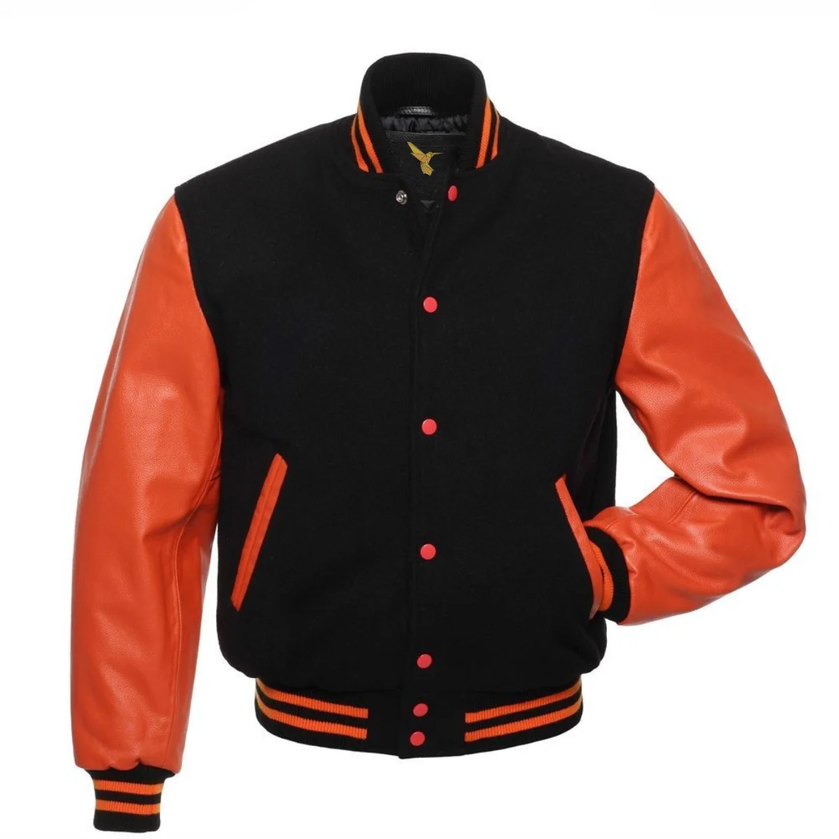 Left Image of Black Varsity Jacket