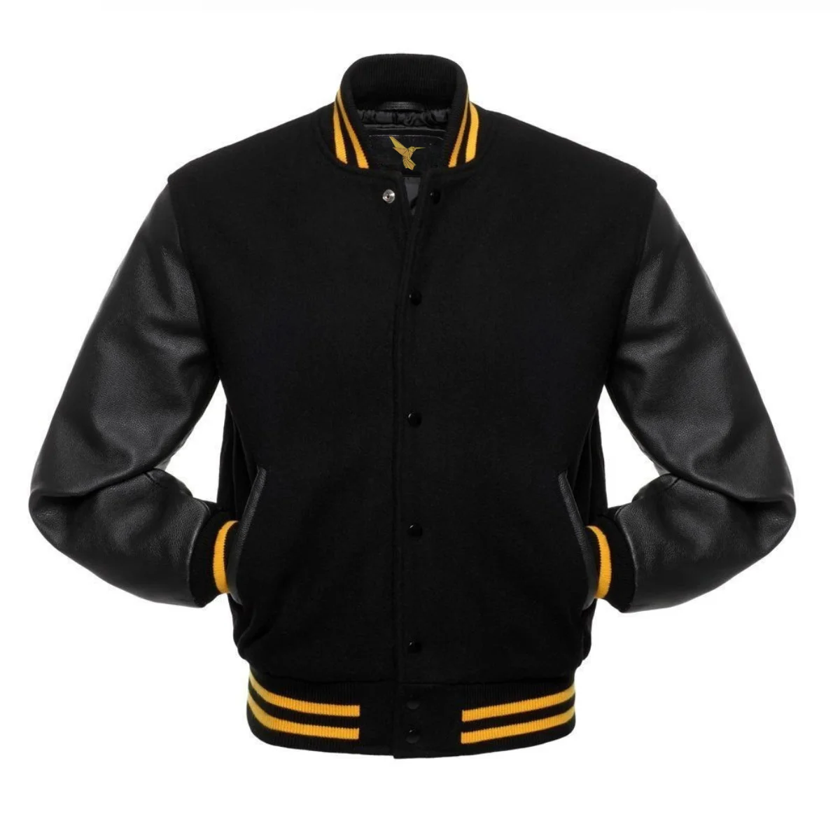 Front Image of Black Varsity Jacket
