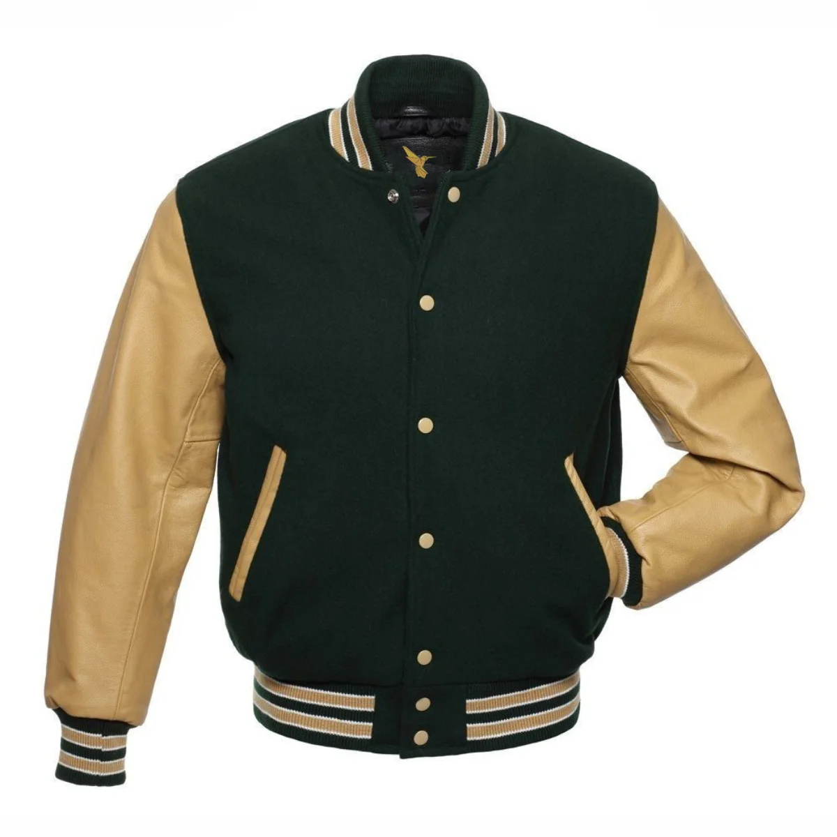 Left Image of Green Varsity Jacket