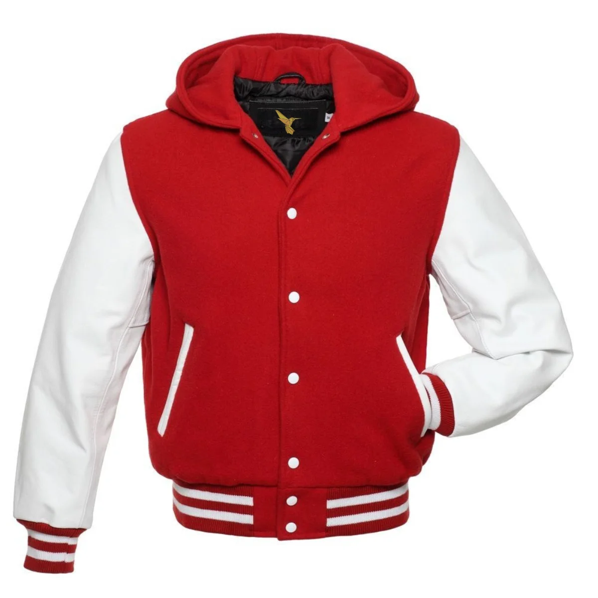 Left Image of Red Varsity Jacket