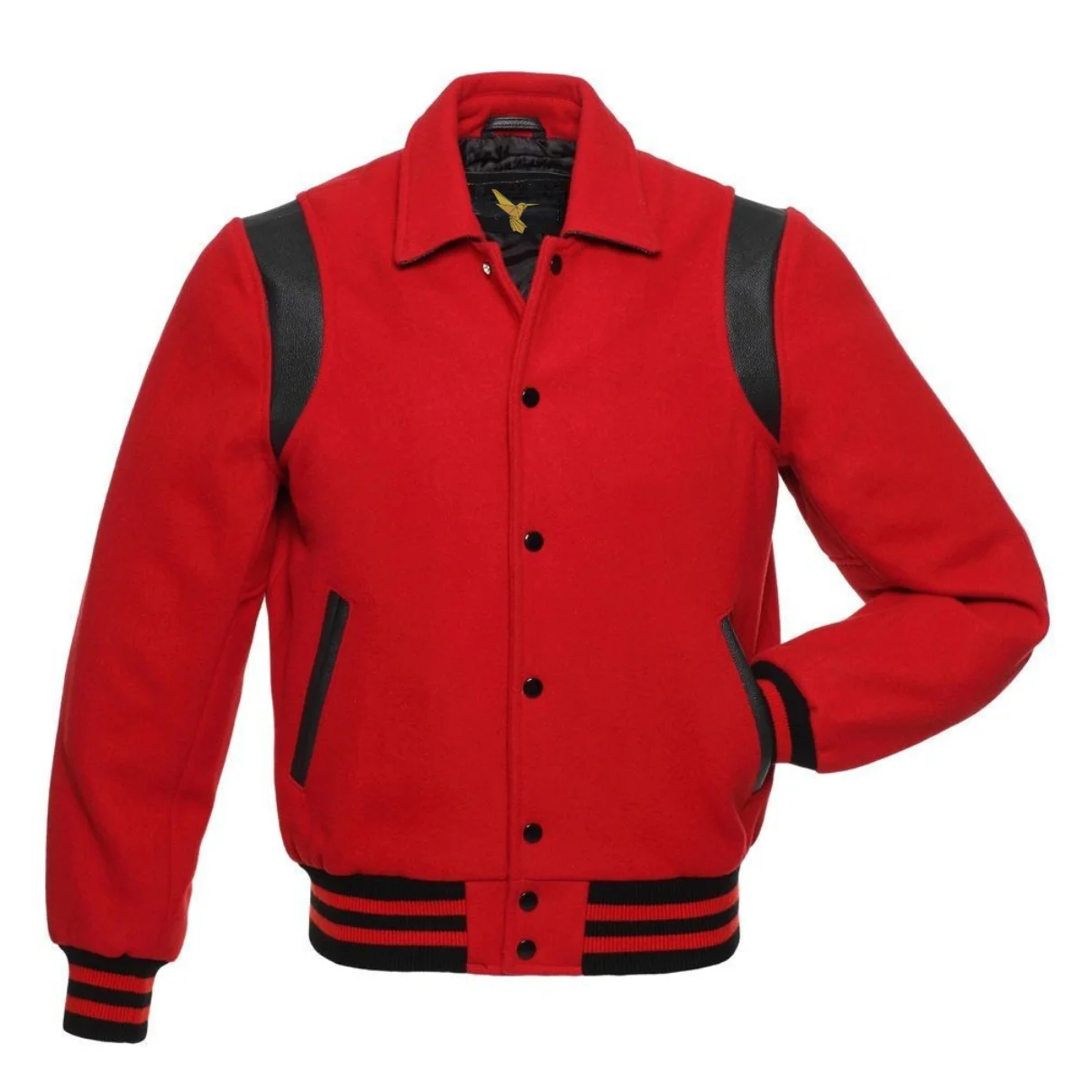 Left Image of Red Varsity Jacket