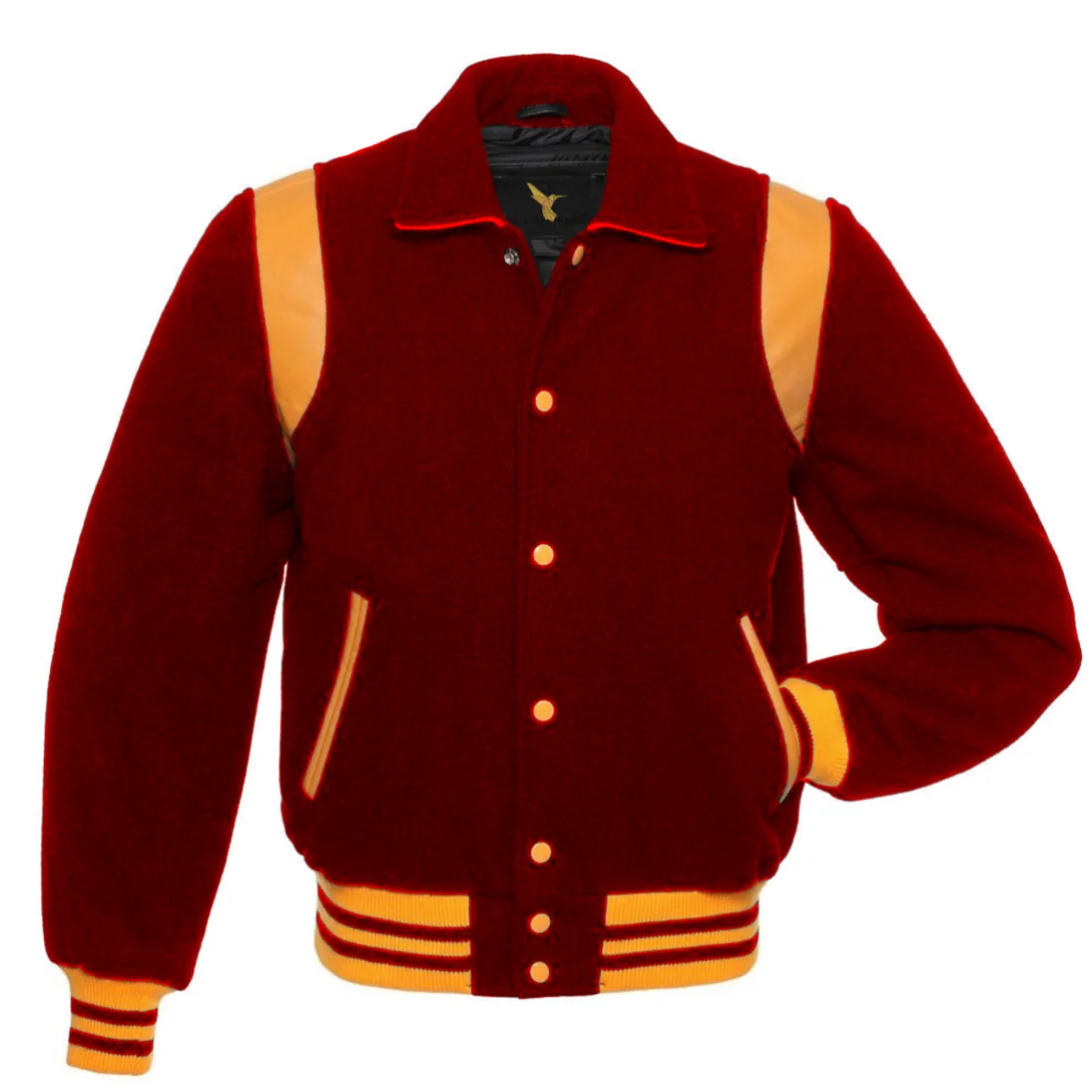 Left Image of Red Varsity Jacket