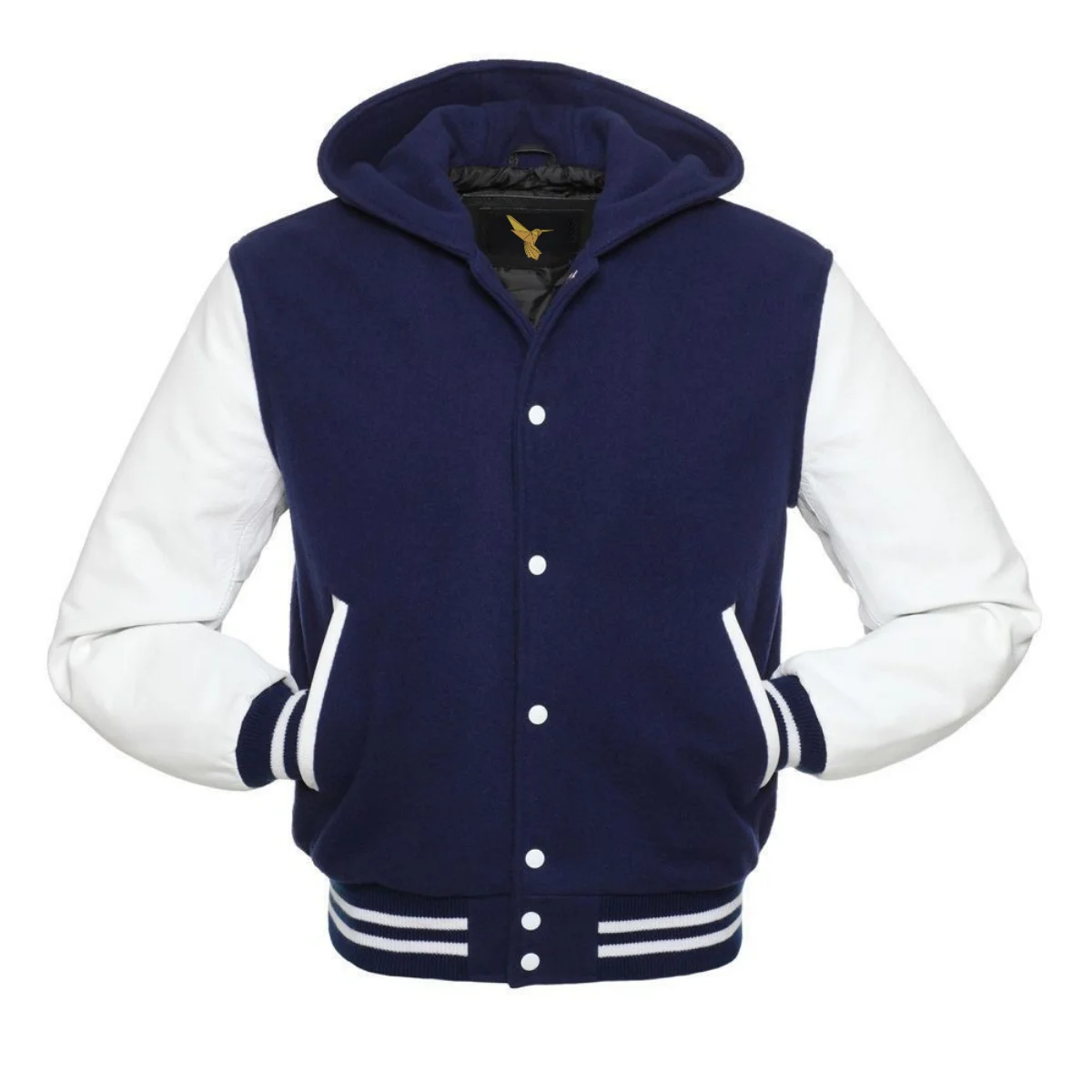Front Image of Hooded Varsity Jacket